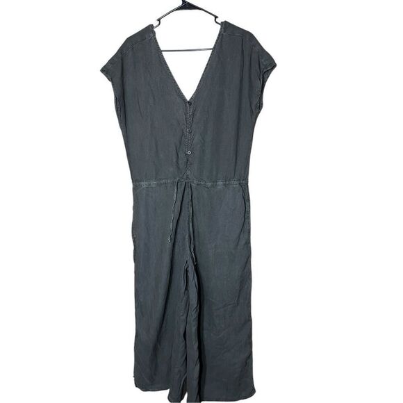 Cloth & Stone Women Jumpsuit M Black Linen Cropped Wide Leg Coastal Lagenlook - Picture 1 of 9